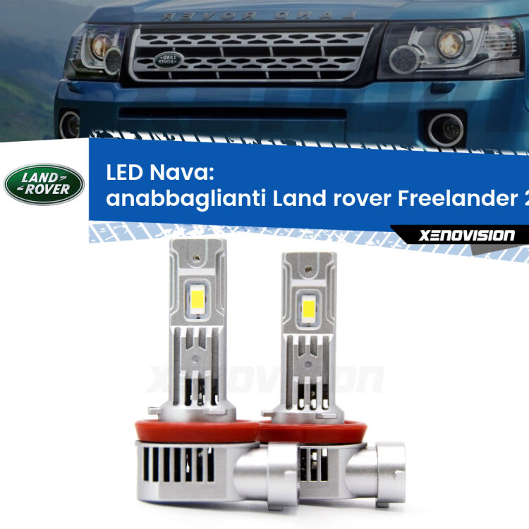 <strong>Anabbaglianti LED no-spie per Land rover Freelander 2</strong> L359 2011 - 2013. Coppia lampade <strong>H11</strong>/H9/H8/H16(JP) modello Nava canbus, raffreddate a ventola.