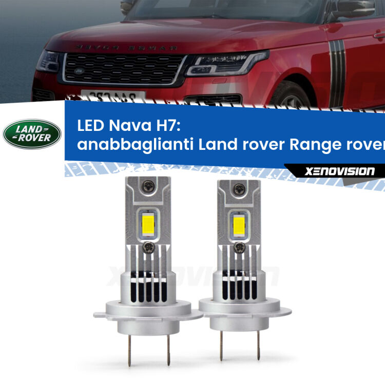 <strong>Anabbaglianti LED no-spie per Land rover Range rover III</strong> L322 2002 - 2012. Coppia lampade <strong>H7</strong> modello Nava canbus, raffreddate a ventola.