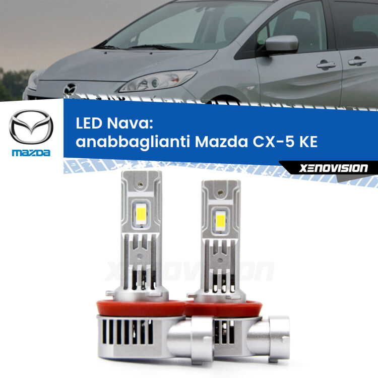 <strong>Anabbaglianti LED no-spie per Mazda CX-5</strong> KE 2011 - 2016. Coppia lampade <strong>H11</strong>/H9/H8/H16(JP) modello Nava canbus, raffreddate a ventola.