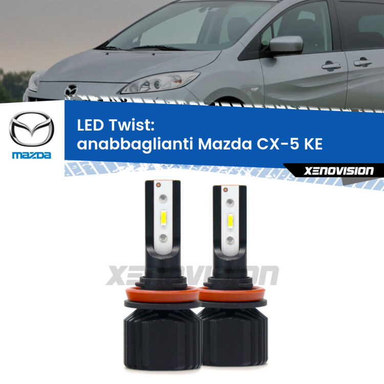 <strong>Kit anabbaglianti LED</strong> per <strong>Mazda CX-5</strong> KE 2011 - 2016. Compatte, impermeabili, senza ventola: praticamente indistruttibili. Top Quality.