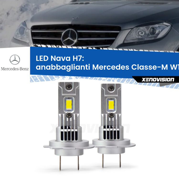 <strong>Anabbaglianti LED no-spie per Mercedes Classe-M</strong> W166 2011 - 2015. Coppia lampade <strong>H7</strong> modello Nava canbus, raffreddate a ventola.