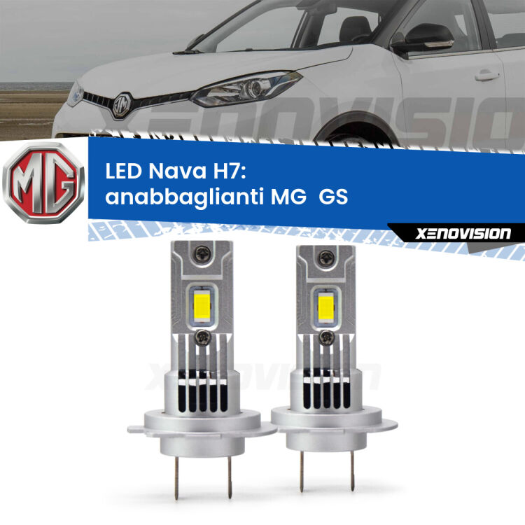 <strong>Anabbaglianti LED no-spie per MG  GS</strong>  2016 - 2019. Coppia lampade <strong>H7</strong> modello Nava canbus, raffreddate a ventola.