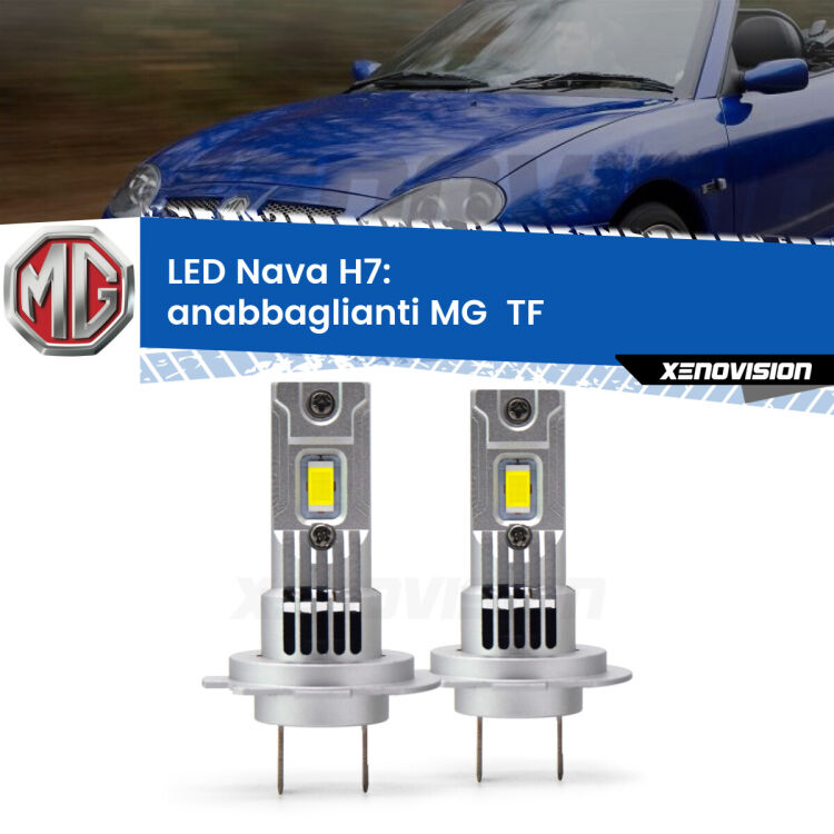 <strong>Anabbaglianti LED no-spie per MG  TF</strong>  2002 - 2009. Coppia lampade <strong>H7</strong> modello Nava canbus, raffreddate a ventola.