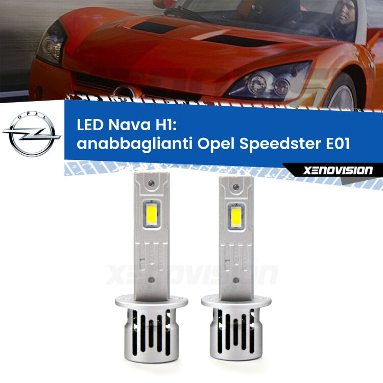 <strong>Anabbaglianti LED no-spie per Opel Speedster</strong> E01 2000 - 2006. Coppia lampade <strong> H1</strong> modello Nava canbus, raffreddate a ventola.