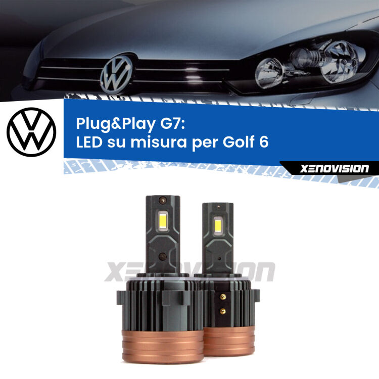 <strong>Kit Anabbaglianti VW Golf 6 </strong>: domina la strada, senza rivali. Il kit Led <strong>#1 in Luminosità</strong> sul mercato. Qualità Massima. Include due lampade LED Eagle H7, eventuali accessori non inclusi.