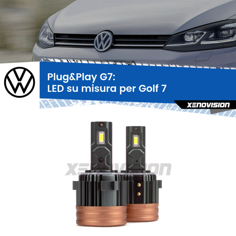 <strong>Kit Anabbaglianti VW Golf 7 </strong>: domina la strada, senza rivali. Il kit Led <strong>#1 in Luminosità</strong> sul mercato. Qualità Massima. Include due lampade LED Eagle H7, eventuali accessori non inclusi.