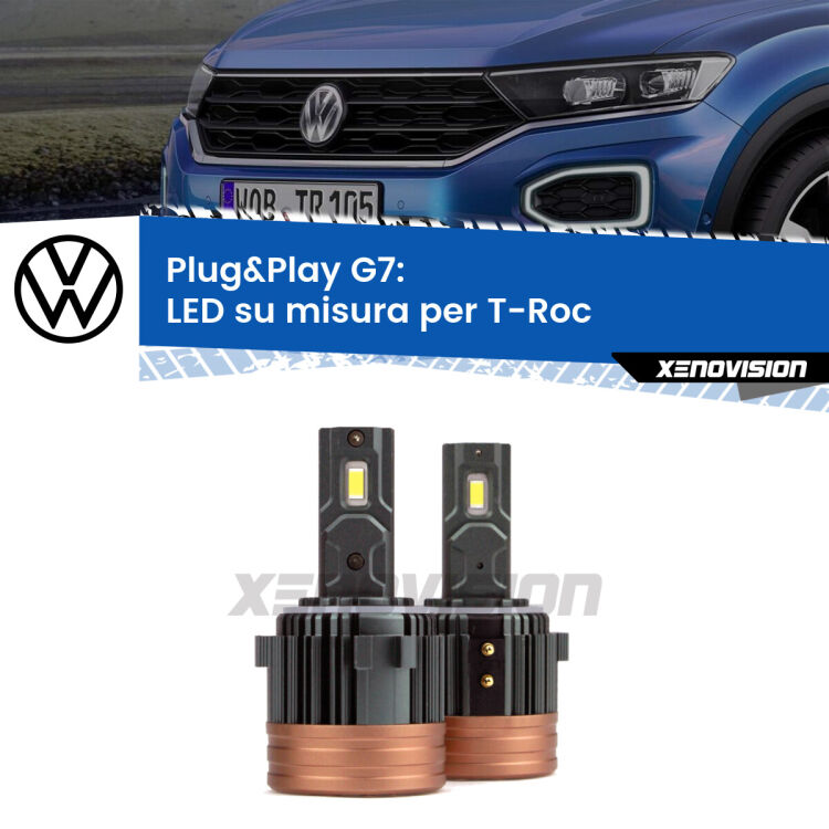 <strong>Kit Anabbaglianti VW T-Roc </strong>: domina la strada, senza rivali. Il kit Led <strong>#1 in Luminosità</strong> sul mercato. Qualità Massima. Include due lampade LED Eagle H7, eventuali accessori non inclusi.