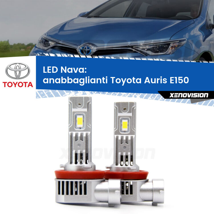 <strong>Anabbaglianti LED no-spie per Toyota Auris</strong> E150 2006 - 2012. Coppia lampade <strong>H11</strong>/H9/H8/H16(JP) modello Nava canbus, raffreddate a ventola.