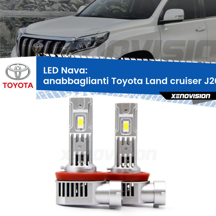 <strong>Anabbaglianti LED no-spie per Toyota Land cruiser</strong> J200 2007 in poi. Coppia lampade <strong>H11</strong>/H9/H8/H16(JP) modello Nava canbus, raffreddate a ventola.