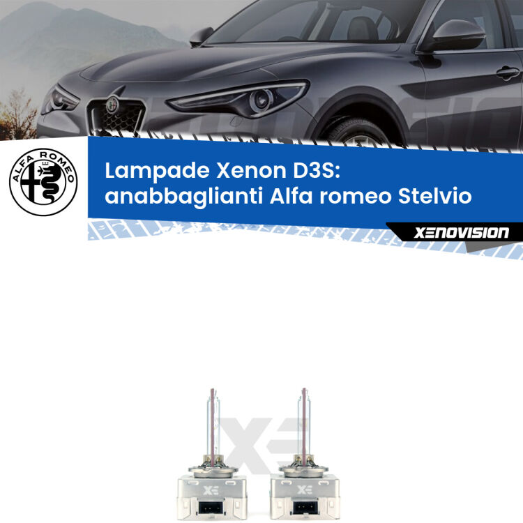 Le lampade Xenon di ricambio D3S Xenovision XT erogano più Lumen, durano di più e proiettano più lontano sui tuoi fari anabbaglianti Alfa romeo Stelvio  2016 in poi