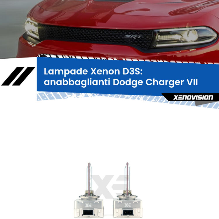 Le lampade Xenon di ricambio D3S Xenovision XT erogano più Lumen, durano di più e proiettano più lontano sui tuoi fari anabbaglianti Dodge Charger VII 2011 - 2014