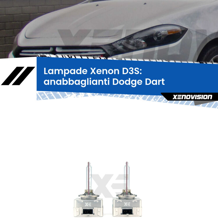 Le lampade Xenon di ricambio D3S Xenovision XT erogano più Lumen, durano di più e proiettano più lontano sui tuoi fari anabbaglianti Dodge Dart  2012 in poi