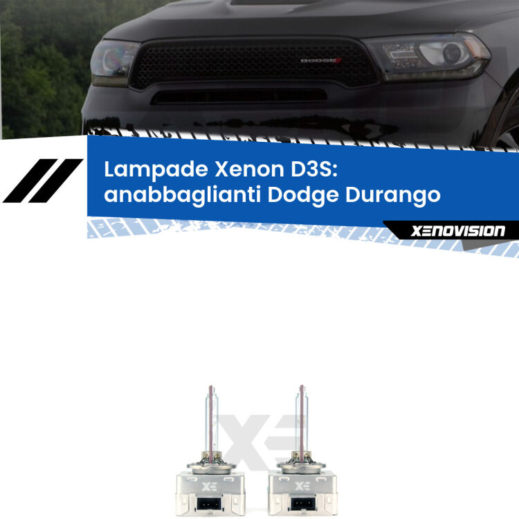 Le lampade Xenon di ricambio D3S Xenovision XT erogano più Lumen, durano di più e proiettano più lontano sui tuoi fari anabbaglianti Dodge Durango  2010 - 2015