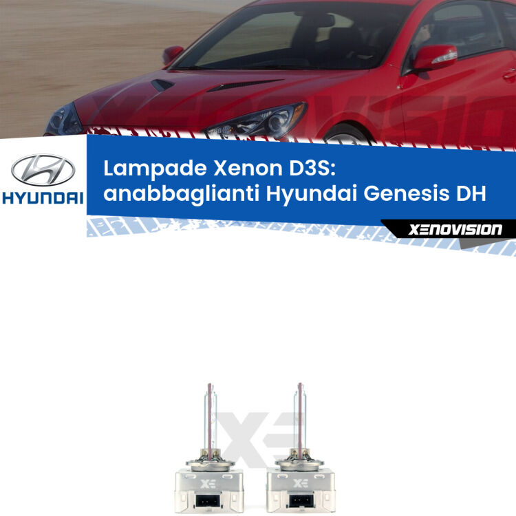 Le lampade Xenon di ricambio D3S Xenovision XT erogano più Lumen, durano di più e proiettano più lontano sui tuoi fari anabbaglianti Hyundai Genesis DH 2014 in poi