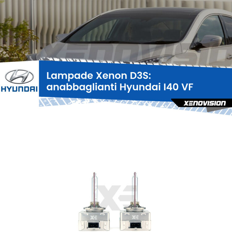 Le lampade Xenon di ricambio D3S Xenovision XT erogano più Lumen, durano di più e proiettano più lontano sui tuoi fari anabbaglianti Hyundai I40 VF 2012 in poi