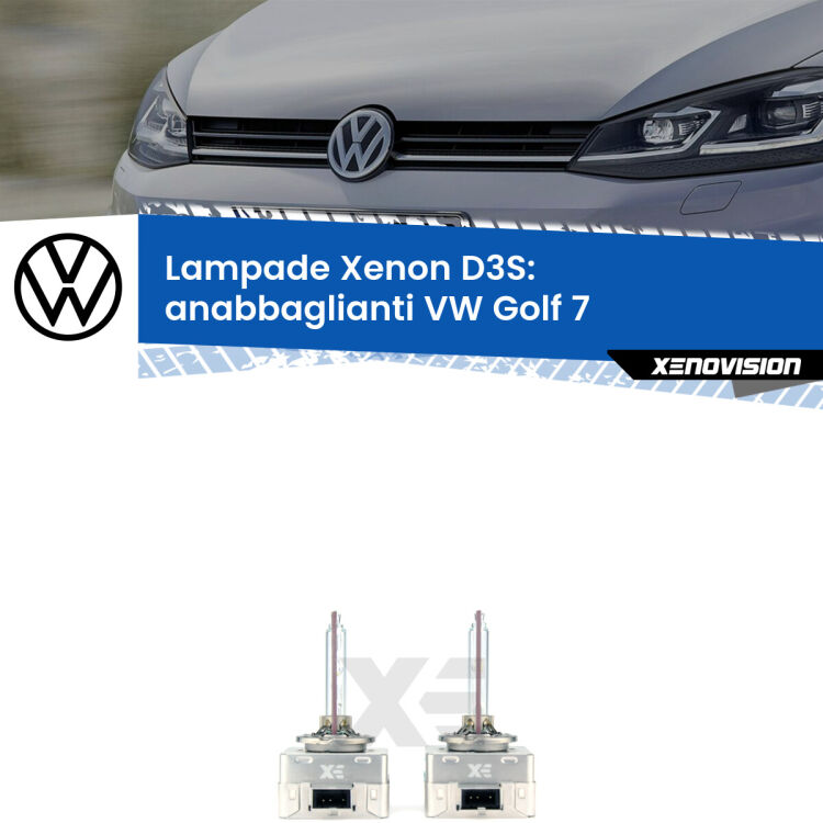 Le lampade Xenon di ricambio D3S Xenovision XT erogano più Lumen, durano di più e proiettano più lontano sui tuoi fari anabbaglianti VW Golf 7  2012 - 2019