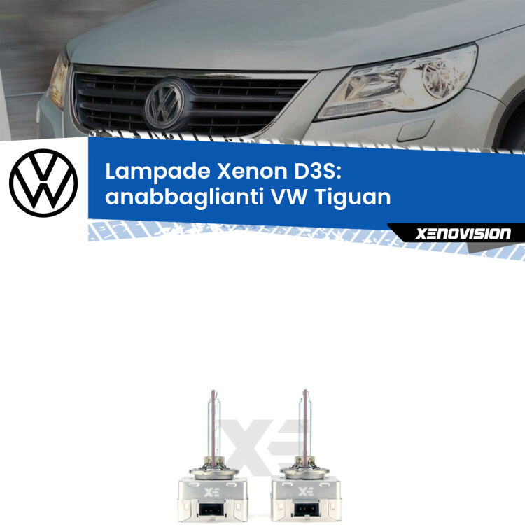 Le lampade Xenon di ricambio D3S Xenovision XT erogano più Lumen, durano di più e proiettano più lontano sui tuoi fari anabbaglianti VW Tiguan  2012 - 2018