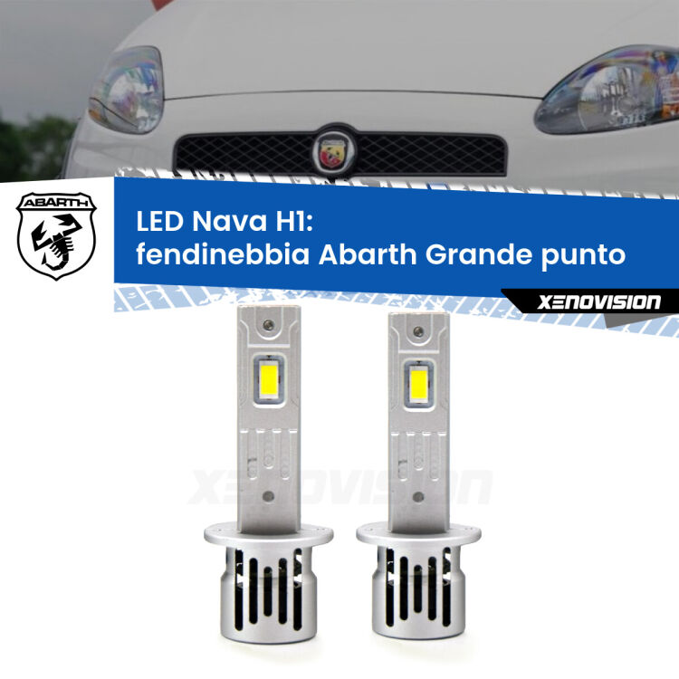 <strong>Fendinebbia LED no-spie per Abarth Grande punto</strong>  2007 - 2010. Coppia lampade <strong> H1</strong> modello Nava canbus, raffreddate a ventola.