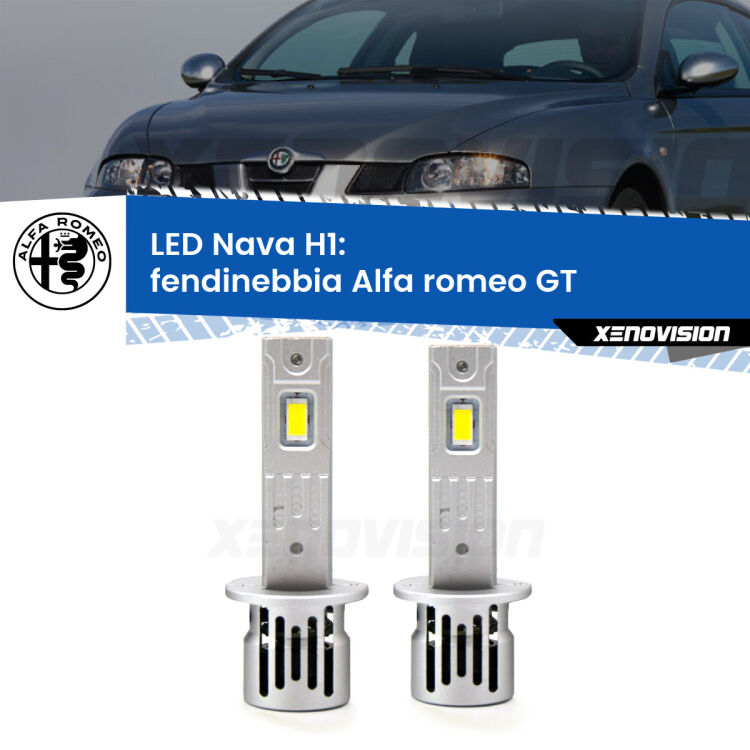 <strong>Fendinebbia LED no-spie per Alfa romeo GT</strong>  2003 - 2010. Coppia lampade <strong> H1</strong> modello Nava canbus, raffreddate a ventola.