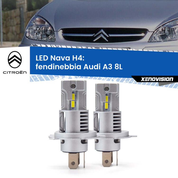 <strong>Fendinebbia LED no-spie per Citroën C5</strong>  2001 - 2004. Coppia lampade <strong>H4</strong> modello Nava canbus, raffreddate a ventola.