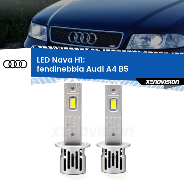 <strong>Fendinebbia LED no-spie per Audi A4</strong> B5 1994 - 1998. Coppia lampade <strong> H1</strong> modello Nava canbus, raffreddate a ventola.