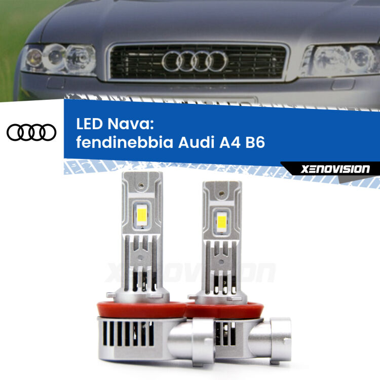 <strong>Fendinebbia LED no-spie per Audi A4</strong> B6 2000 - 2004. Coppia lampade <strong>H11</strong>/H9/H8/H16(JP) modello Nava canbus, raffreddate a ventola.