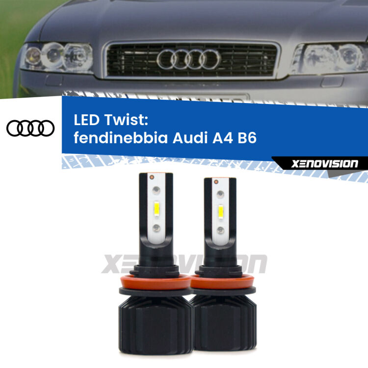 <strong>Kit fendinebbia LED</strong> per <strong>Audi A4</strong> B6 2000 - 2004. Compatte, impermeabili, senza ventola: praticamente indistruttibili. Top Quality.