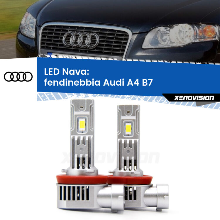 <strong>Fendinebbia LED no-spie per Audi A4</strong> B7 2004 - 2008. Coppia lampade <strong>H11</strong>/H9/H8/H16(JP) modello Nava canbus, raffreddate a ventola.