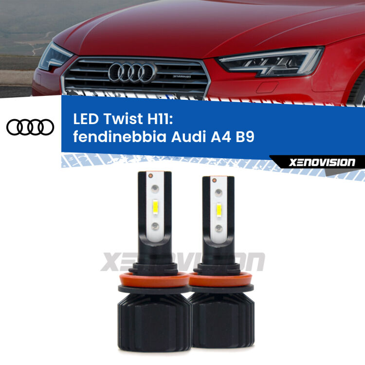 <strong>Kit fendinebbia LED</strong> H11 per <strong>Audi A4</strong> B9 2015 - 2019. Compatte, impermeabili, senza ventola: praticamente indistruttibili. Top Quality.