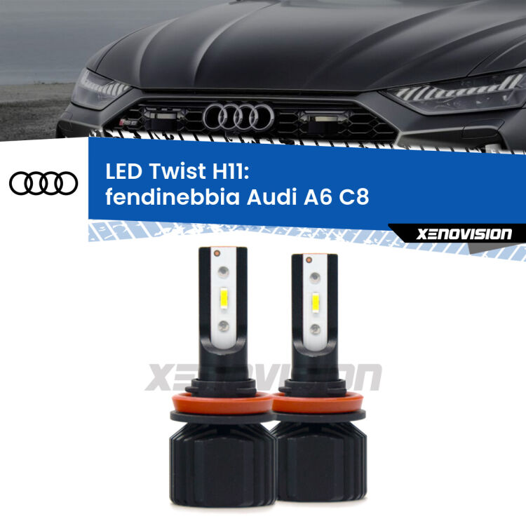 <strong>Kit fendinebbia LED</strong> H11 per <strong>Audi A6</strong> C8 2018 in poi. Compatte, impermeabili, senza ventola: praticamente indistruttibili. Top Quality.