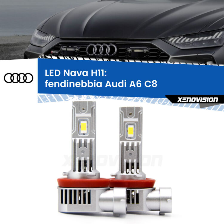 <strong>Fendinebbia LED no-spie per Audi A6</strong> C8 2018 in poi. Coppia lampade <strong>H11</strong> modello Nava canbus, raffreddate a ventola.