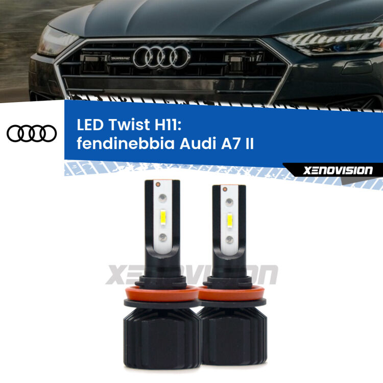 <strong>Kit fendinebbia LED</strong> H11 per <strong>Audi A7</strong> II 2019 in poi. Compatte, impermeabili, senza ventola: praticamente indistruttibili. Top Quality.