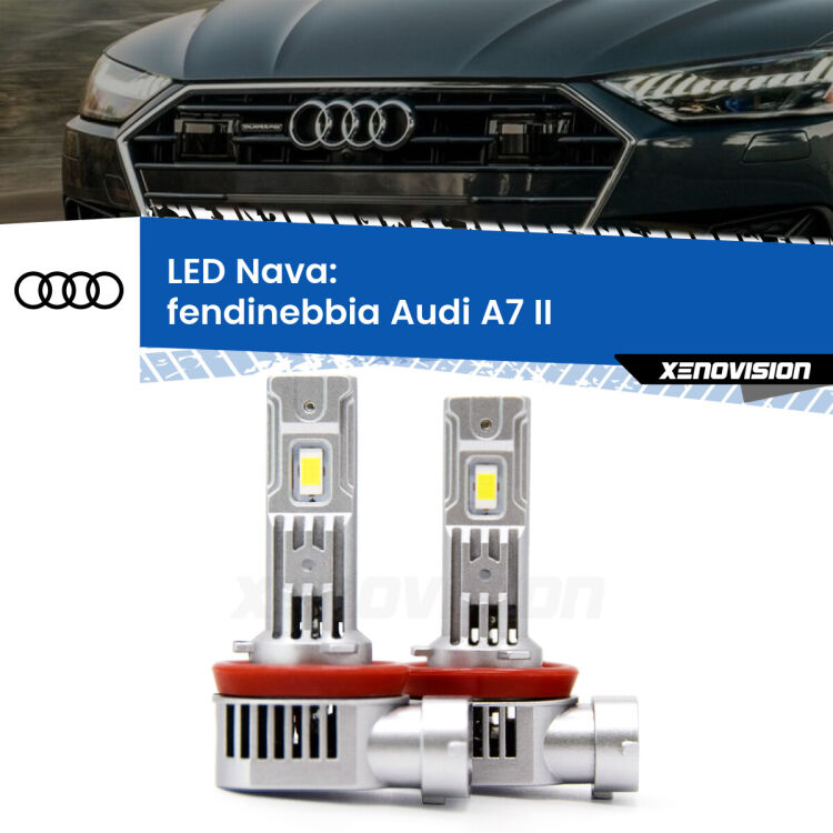 <strong>Fendinebbia LED no-spie per Audi A7</strong> II 2019 in poi. Coppia lampade <strong>H11</strong>/H9/H8/H16(JP) modello Nava canbus, raffreddate a ventola.