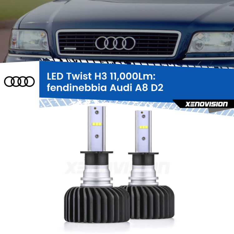 FINE SERIE: NO GARANZIA <strong>Kit fendinebbia LED</strong> H3 per <strong>Audi A8</strong> D2 1994 - 1998. Compatte, impermeabili, senza ventola: praticamente indistruttibili. Top Quality.