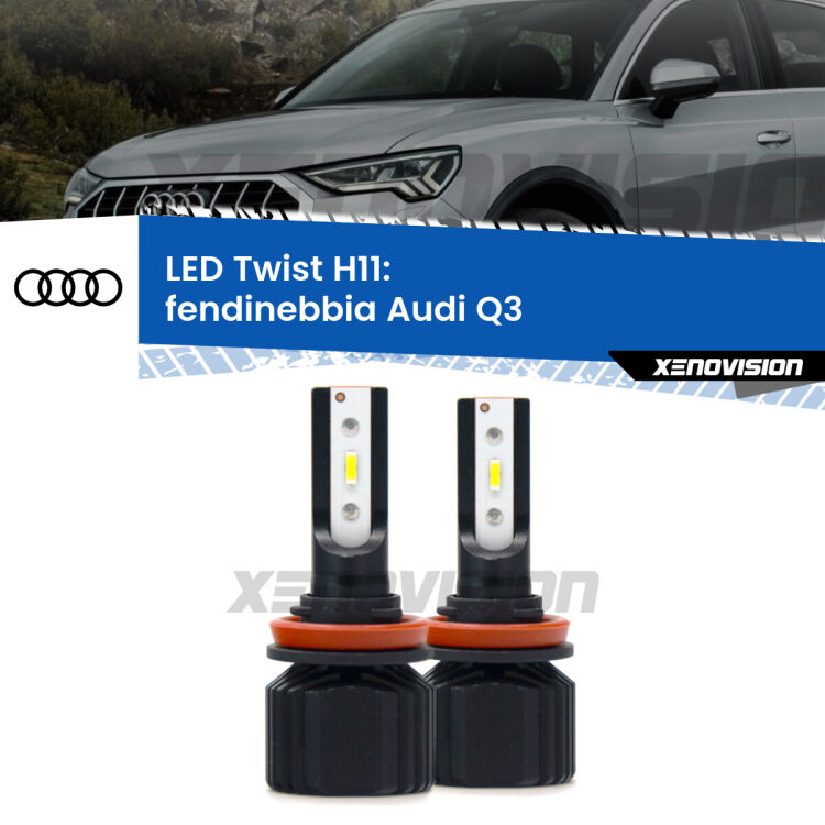 <strong>Kit fendinebbia LED</strong> H11 per <strong>Audi Q3</strong>  2011 - 2014. Compatte, impermeabili, senza ventola: praticamente indistruttibili. Top Quality.