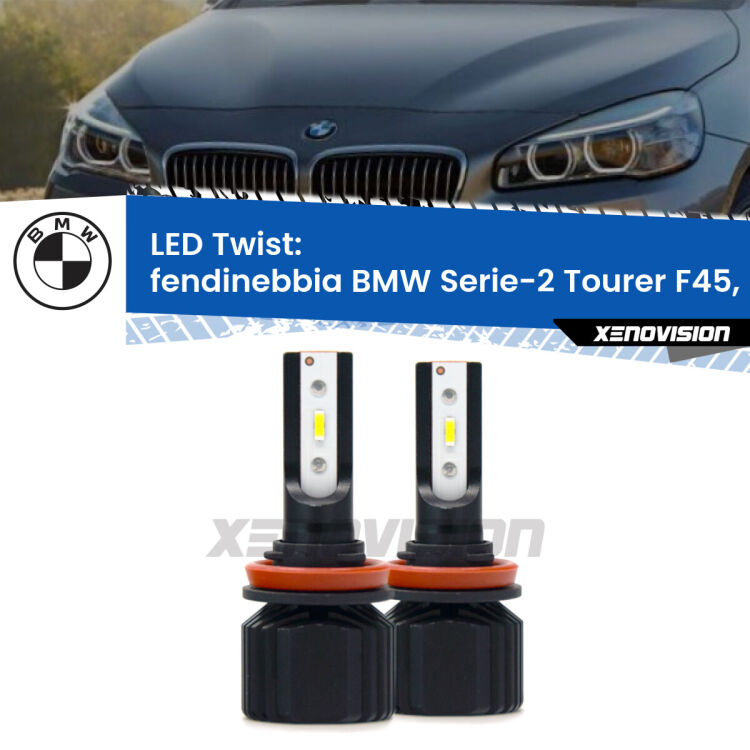 <strong>Kit fendinebbia LED</strong> per <strong>BMW Serie-2 Tourer</strong> F45, F46 2014 - 2018. Compatte, impermeabili, senza ventola: praticamente indistruttibili. Top Quality.