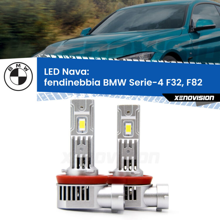 <strong>Fendinebbia LED no-spie per BMW Serie-4</strong> F32, F82 2013 - 2019. Coppia lampade <strong>H11</strong>/H9/H8/H16(JP) modello Nava canbus, raffreddate a ventola.