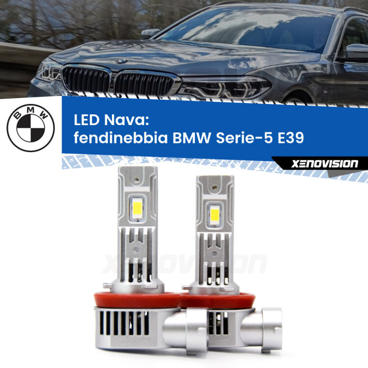 <strong>Fendinebbia LED no-spie per BMW Serie-5</strong> E39 2000 - 2003. Coppia lampade <strong>H11</strong>/H9/H8/H16(JP) modello Nava canbus, raffreddate a ventola.