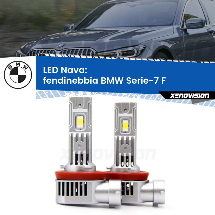 <strong>Fendinebbia LED no-spie per BMW Serie-7</strong> F 2009 - 2015. Coppia lampade <strong>H11</strong>/H9/H8/H16(JP) modello Nava canbus, raffreddate a ventola.