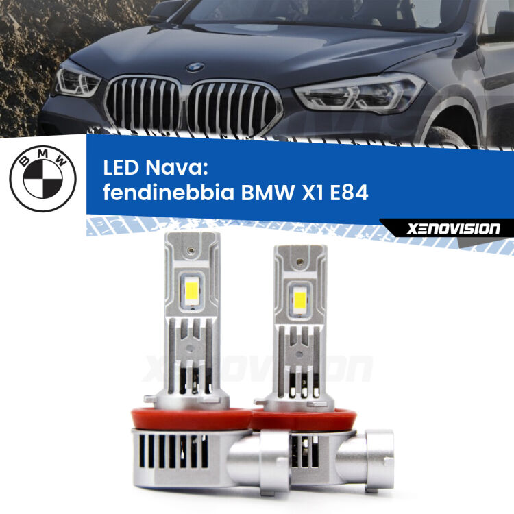 <strong>Fendinebbia LED no-spie per BMW X1</strong> E84 2009 - 2015. Coppia lampade <strong>H11</strong>/H9/H8/H16(JP) modello Nava canbus, raffreddate a ventola.