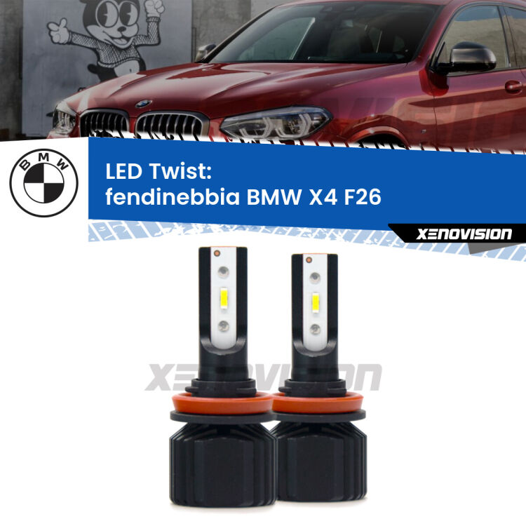 <strong>Kit fendinebbia LED</strong> per <strong>BMW X4</strong> F26 2014 - 2017. Compatte, impermeabili, senza ventola: praticamente indistruttibili. Top Quality.