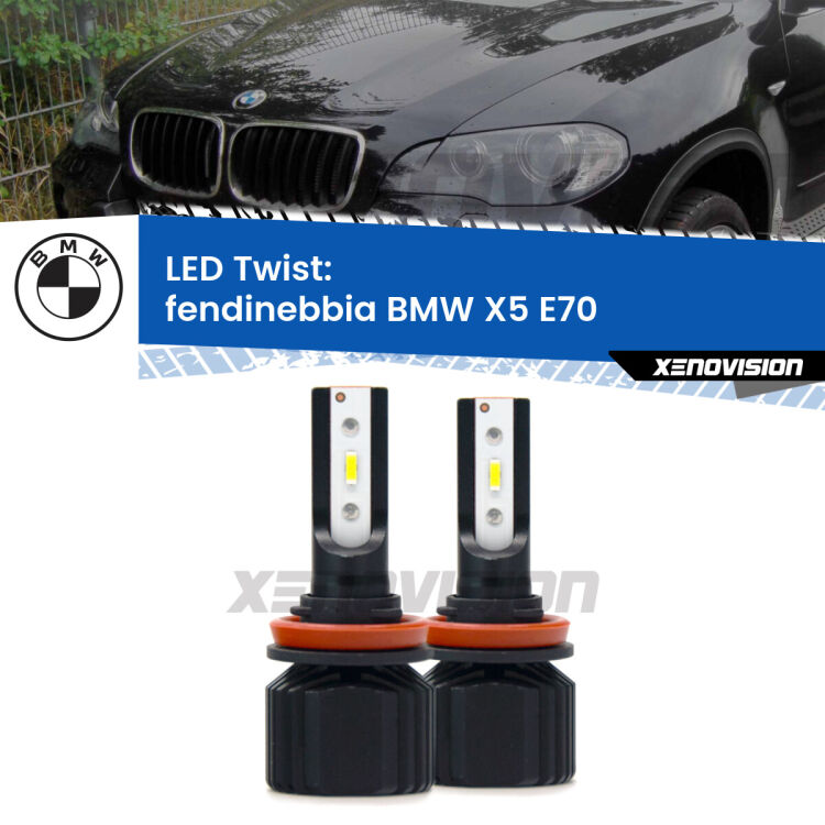 <strong>Kit fendinebbia LED</strong> per <strong>BMW X5</strong> E70 2006 - 2013. Compatte, impermeabili, senza ventola: praticamente indistruttibili. Top Quality.