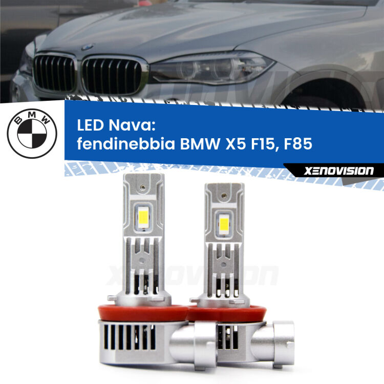 <strong>Fendinebbia LED no-spie per BMW X5</strong> F15, F85 2014 - 2018. Coppia lampade <strong>H11</strong>/H9/H8/H16(JP) modello Nava canbus, raffreddate a ventola.