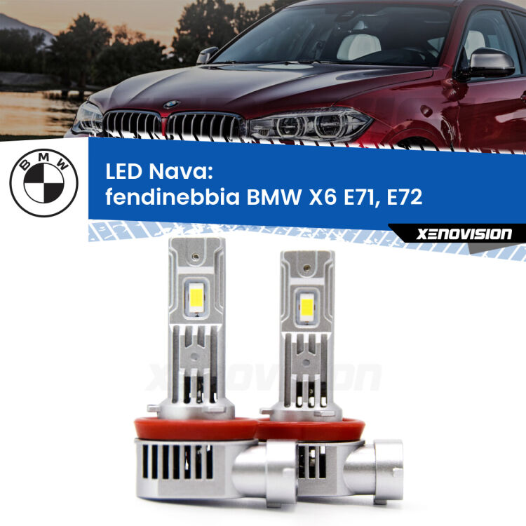 <strong>Fendinebbia LED no-spie per BMW X6</strong> E71, E72 2008 - 2014. Coppia lampade <strong>H11</strong>/H9/H8/H16(JP) modello Nava canbus, raffreddate a ventola.