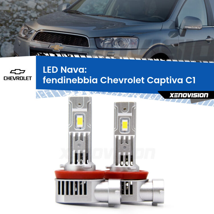 <strong>Fendinebbia LED no-spie per Chevrolet Captiva</strong> C1 2006 - 2012. Coppia lampade <strong>H11</strong>/H9/H8/H16(JP) modello Nava canbus, raffreddate a ventola.