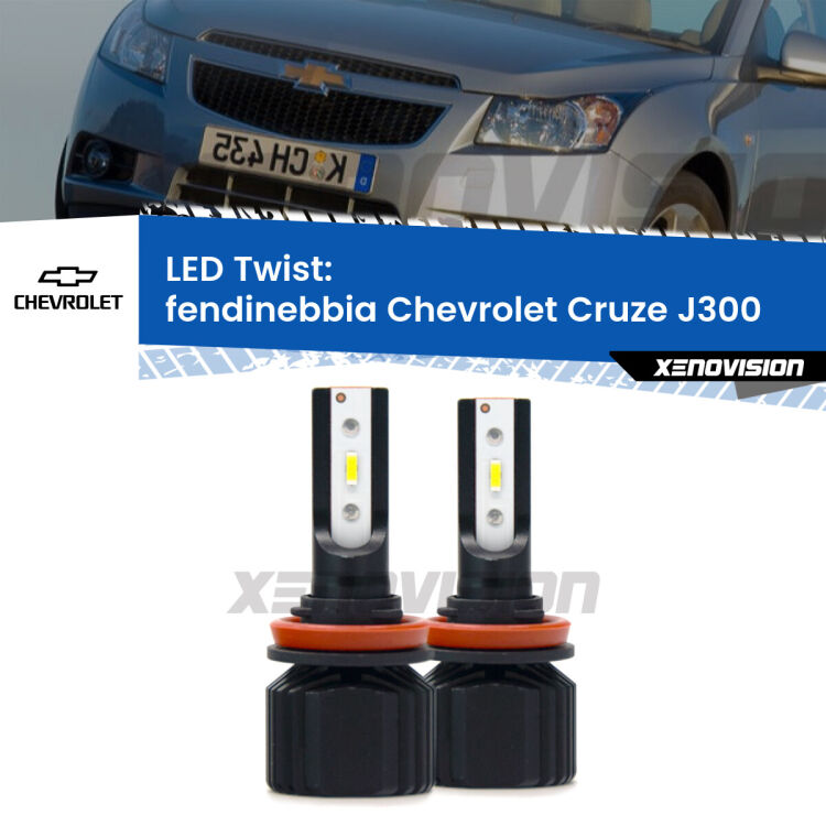 <strong>Kit fendinebbia LED</strong> per <strong>Chevrolet Cruze</strong> J300 2009 - 2019. Compatte, impermeabili, senza ventola: praticamente indistruttibili. Top Quality.