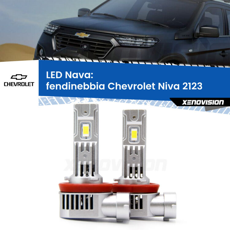 <strong>Fendinebbia LED no-spie per Chevrolet Niva</strong> 2123 2002 - 2009. Coppia lampade <strong>H11</strong>/H9/H8/H16(JP) modello Nava canbus, raffreddate a ventola.