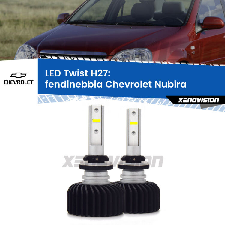 <strong>Kit fendinebbia LED</strong> H27 per <strong>Chevrolet Nubira</strong>  2005 - 2011. Compatte, impermeabili, senza ventola: praticamente indistruttibili. Top Quality.