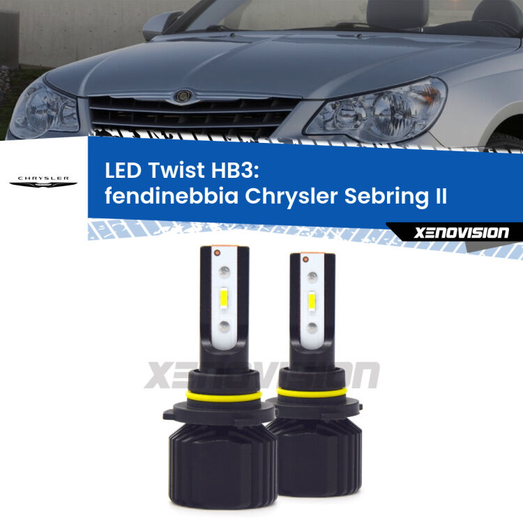 <strong>Kit fendinebbia LED</strong> HB3 per <strong>Chrysler Sebring</strong> II 2007 - 2010. Compatte, impermeabili, senza ventola: praticamente indistruttibili. Top Quality.