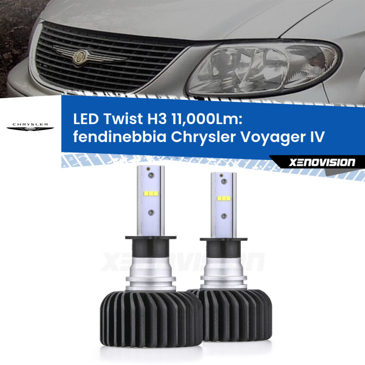 FINE SERIE: NO GARANZIA <strong>Kit fendinebbia LED</strong> H3 per <strong>Chrysler Voyager IV</strong>  2000 - 2007. Compatte, impermeabili, senza ventola: praticamente indistruttibili. Top Quality.